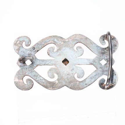 Vintage Navajo sterling silver, cast belt buckle with nice turquoise