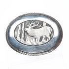 Vintage Tom Bahe Navajo sterling silver elk belt buckle overlay style
