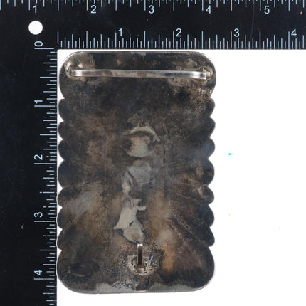 Vintage Navajo sterling silver/turquoise belt buckle customized Joe S