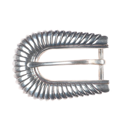 Vintage Navajo sterling silver chiseled design 5/8" ranger belt buckle set