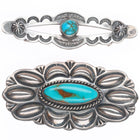 2 Vintage Navajo sterling silver pin/brooch w/nice turquoise Gary Reeves/c1940