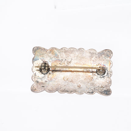 40's-50's  Navajo sterling silver Blue Gem turquoise pin/brooch