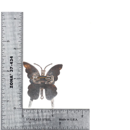1940's UITA6 Navajo Sterling silver hand stamped butterfly pin/brooch
