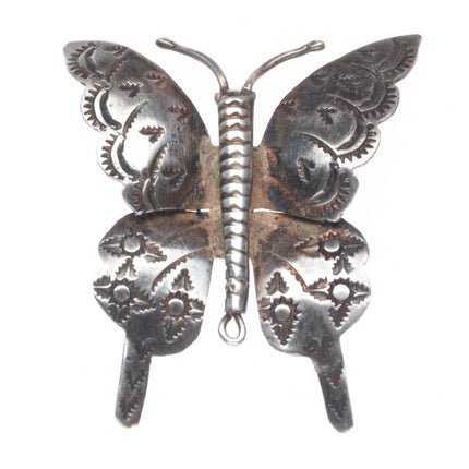 1940's UITA6 Navajo Sterling silver hand stamped butterfly pin/brooch
