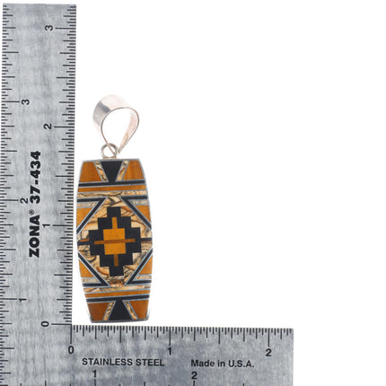 David Rosales Navajo Supersmith Native Earth black Jade sterling silver pendant