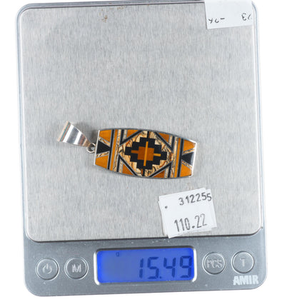 David Rosales Navajo Supersmith Native Earth black Jade sterling silver pendant