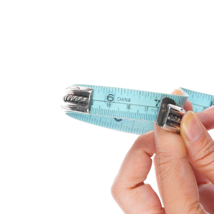 7" Vintage Navajo c1940's sterling silver carinated turquoise row cuff bracelet