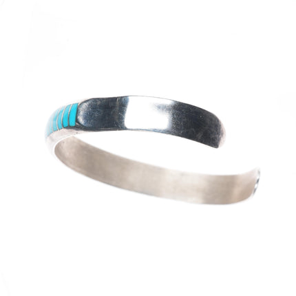 6" RJT Zuni sterling silver turquoise channel inlay stacker cuff bracelet
