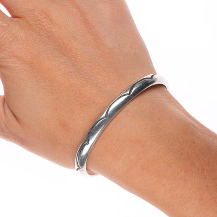 6.3" Vintage Navajo sterling silver sturdy stacker cuff bracelet