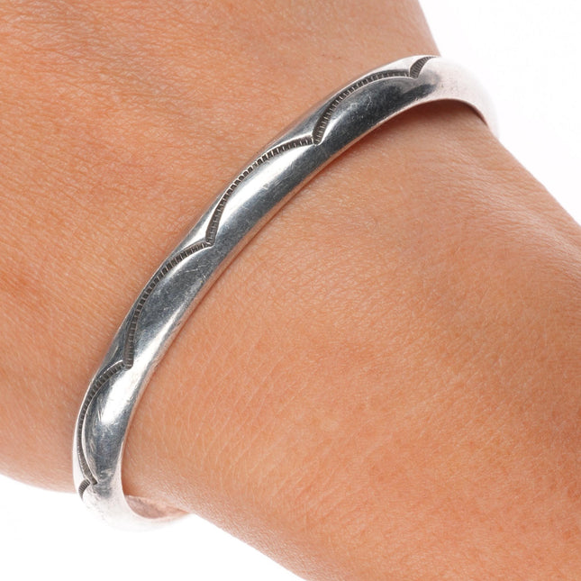 6.3" Vintage Navajo sterling silver sturdy stacker cuff bracelet