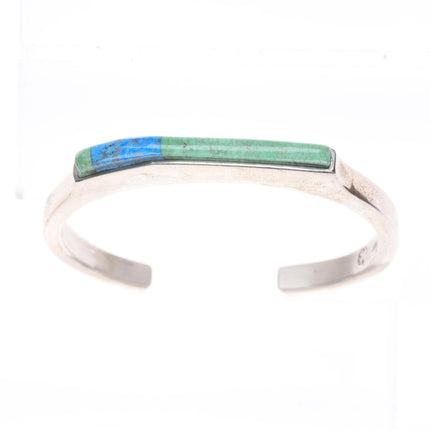 6" Native American sterling silver waterweb turquoise/denim lapis cuff bracelet