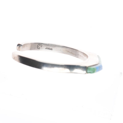6" Native American sterling silver waterweb turquoise/denim lapis cuff bracelet