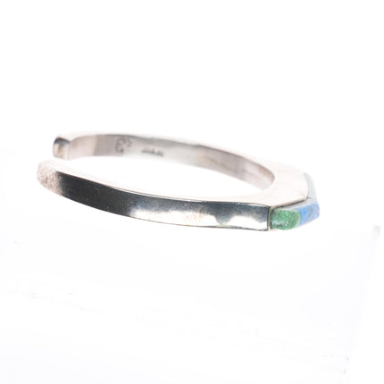 6" Native American sterling silver waterweb turquoise/denim lapis cuff bracelet