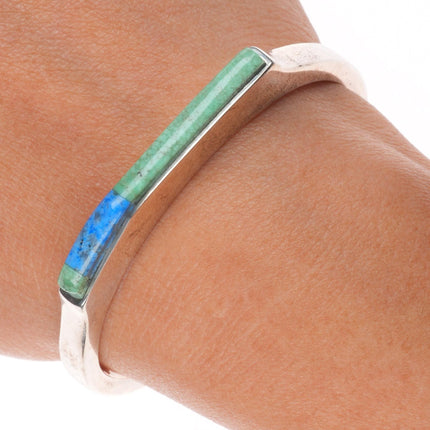 6" Native American sterling silver waterweb turquoise/denim lapis cuff bracelet