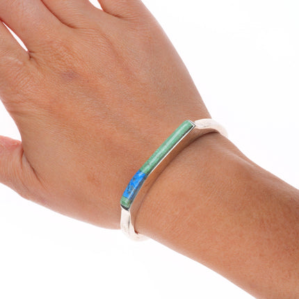 6" Native American sterling silver waterweb turquoise/denim lapis cuff bracelet