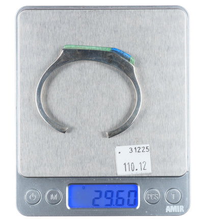 6" Native American sterling silver waterweb turquoise/denim lapis cuff bracelet