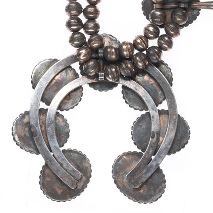 Vintage Navajo sterling silver mother of pearl squash blossom necklace/earrings