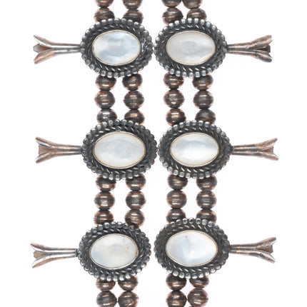 Vintage Navajo sterling silver mother of pearl squash blossom necklace/earrings