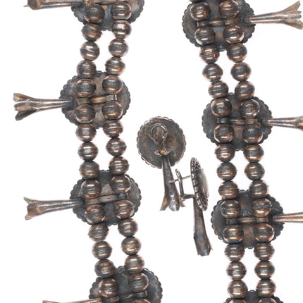 Vintage Navajo sterling silver mother of pearl squash blossom necklace/earrings