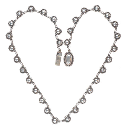 21" Vintage Navajo modernist sterling silver beaded design necklace