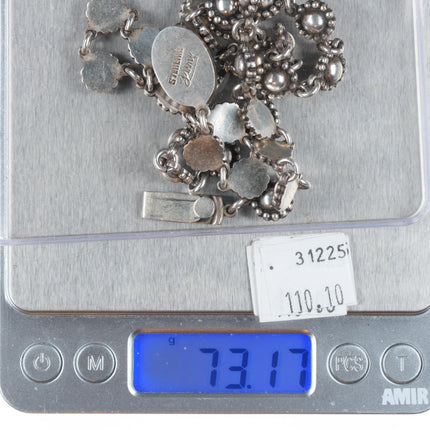 21" Vintage Navajo modernist sterling silver beaded design necklace