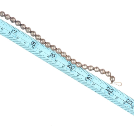 22" Large Vintage Navajo sterling silver deer pendant beaded necklace turquoise