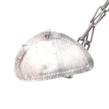 17" c1940's Navajo sterling silver high grade turquoise pendant necklace