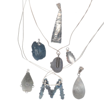 Vintage Hopi overlay/Navajo sterling silver, turquoise pendant collection/lot