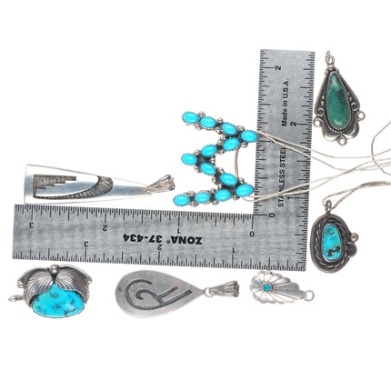 Vintage Hopi overlay/Navajo sterling silver, turquoise pendant collection/lot