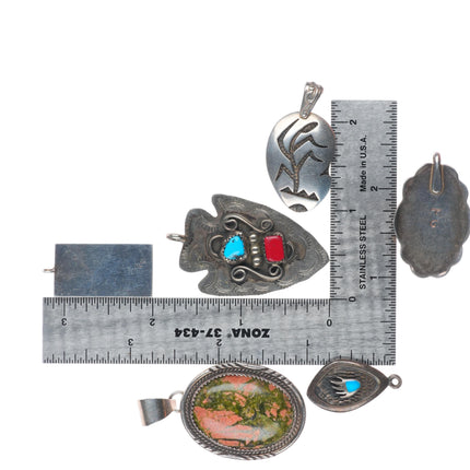 Vintage Navajo/Hopi sterling silver turquoise/jasper pendant lot/collection