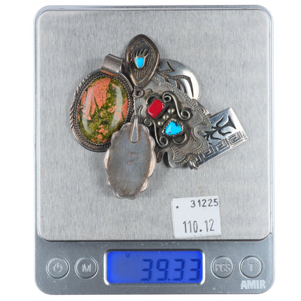 Vintage Navajo/Hopi sterling silver turquoise/jasper pendant lot/collection