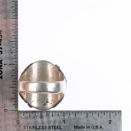 sz13 Heavy vintage Navajo sterling silver 2 stone Kingman turquoise ring