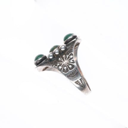 sz9.5 c1940 Vintage Navajo sterling silver Cerrillos turquoise 6 stone ring