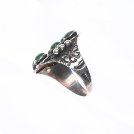 sz9.5 c1940 Vintage Navajo sterling silver Cerrillos turquoise 6 stone ring