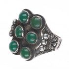 sz9.5 c1940 Vintage Navajo sterling silver Cerrillos turquoise 6 stone ring