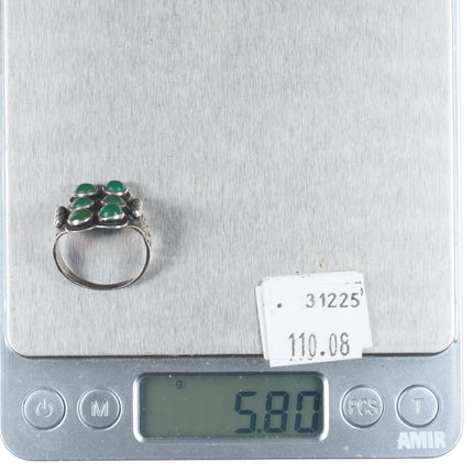 sz9.5 c1940 Vintage Navajo sterling silver Cerrillos turquoise 6 stone ring