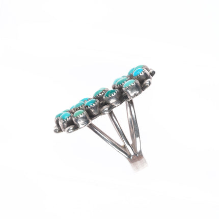 sz9 Vintage  NF Zuni sterling silver snake eye turquoise 18 stone ring