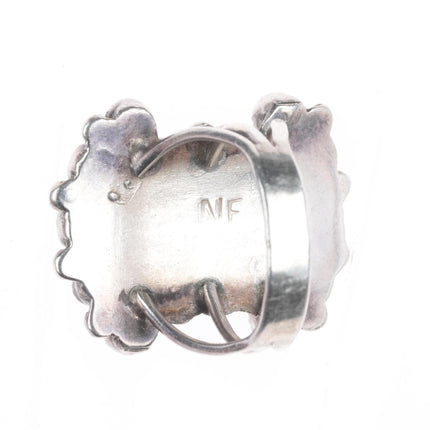 sz9 Vintage  NF Zuni sterling silver snake eye turquoise 18 stone ring