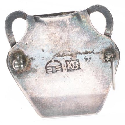 1949 Kenneth Begay Navajo sterling silver olla flower holder vase brooch/pin