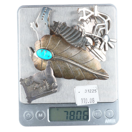 Vintage Native American/Southeastern sterling silver figural pin/brooch lot