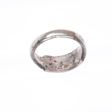 sz10.5 Vintage Zuni sterling silver Cerrillos green turquoise channel inlay ring