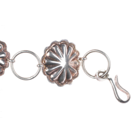 35" Vintage Navajo sterling silver hand stamped link concho belt