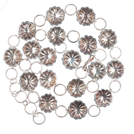 35" Vintage Navajo sterling silver hand stamped link concho belt