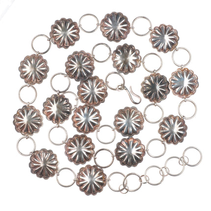 35" Vintage Navajo sterling silver hand stamped link concho belt