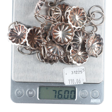 35" Vintage Navajo sterling silver hand stamped link concho belt