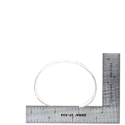 7" Vintage Navajo sterling silver chip inlay turquoise storyteller cuff bracelet