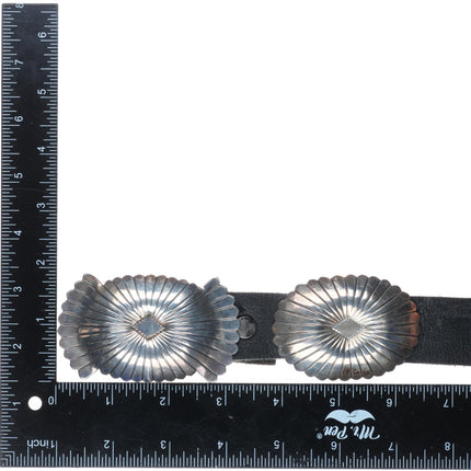 36" Vintage Navajo sterling silver stamped concho belt ray design