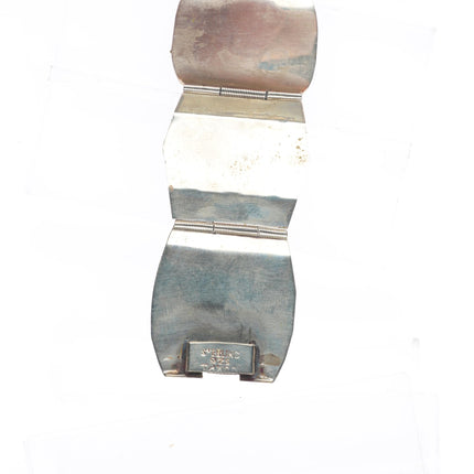 7" Vintage Mexican sterling silver carved Abalone Mother of pearl link bracelet