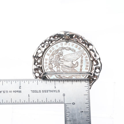 Vintage Sterling silver 1890 90% Silver US Dollar belt buckle