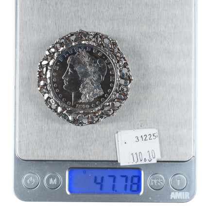 Vintage Sterling silver 1890 90% Silver US Dollar belt buckle